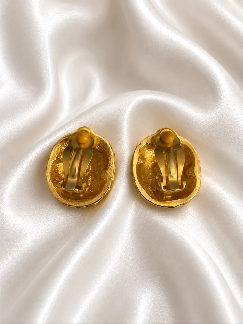 Gold Textured Dome Clip-On Earrings